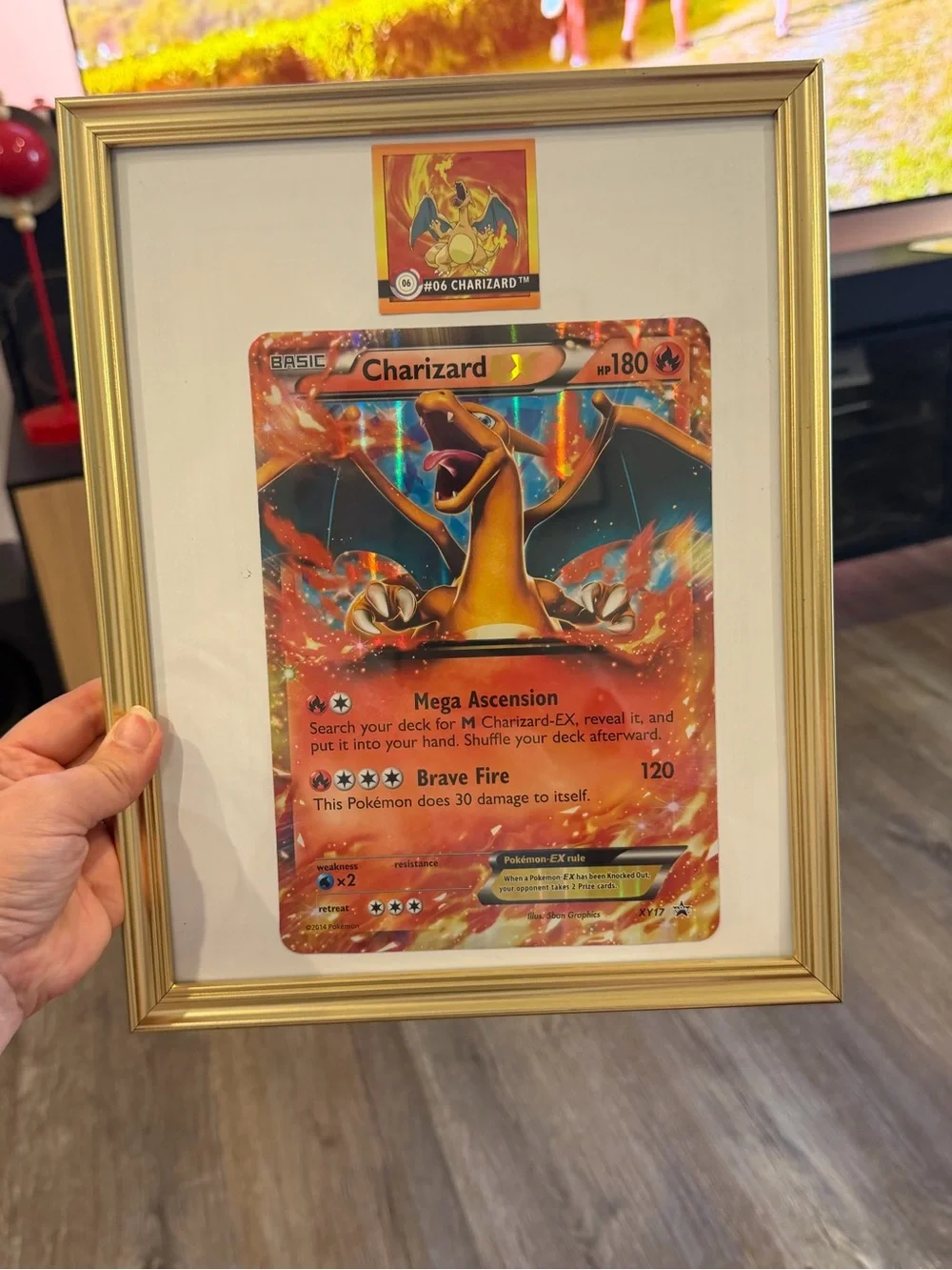 Pokemon Charizard Framed Holographic Card - Orange, Yellow, Black
